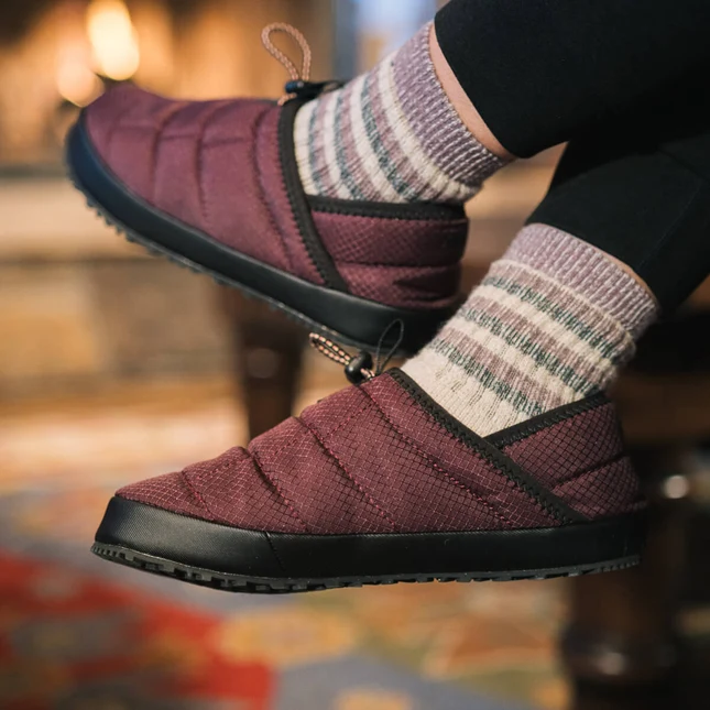 Xero Shoes Pagosa Fireside are barefoot slippers with a puffy nylon upper and rubber sole