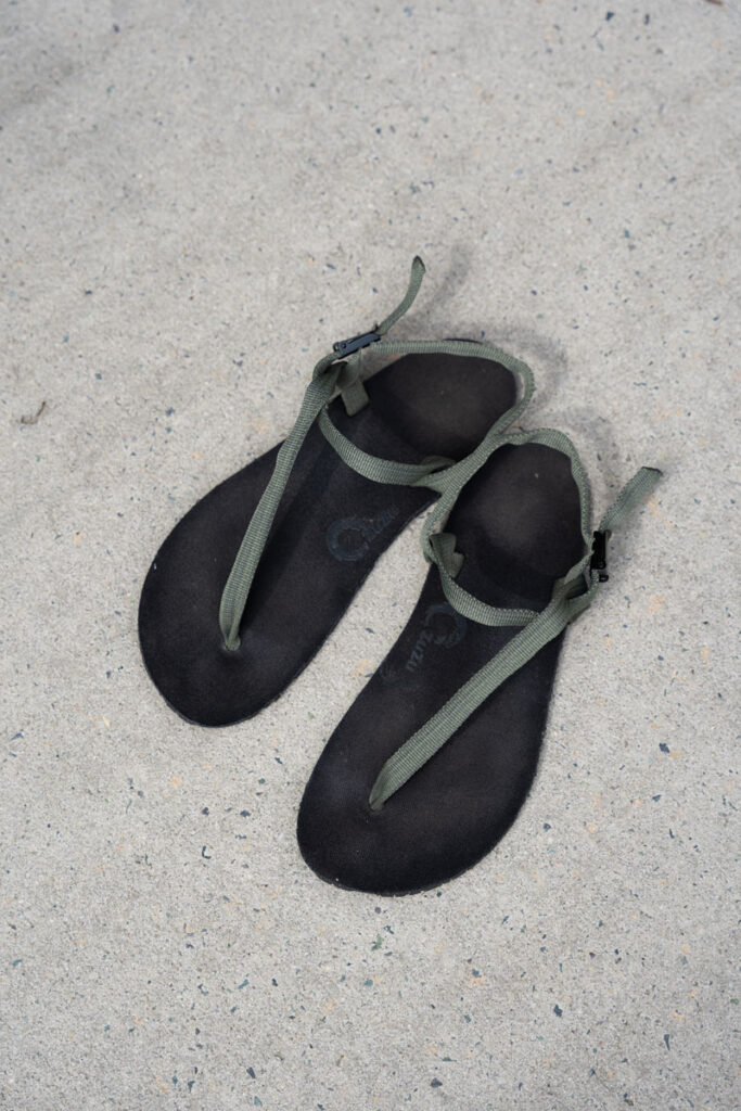 Soft canvas footbed of barefoot hiking sandals from ZuZu