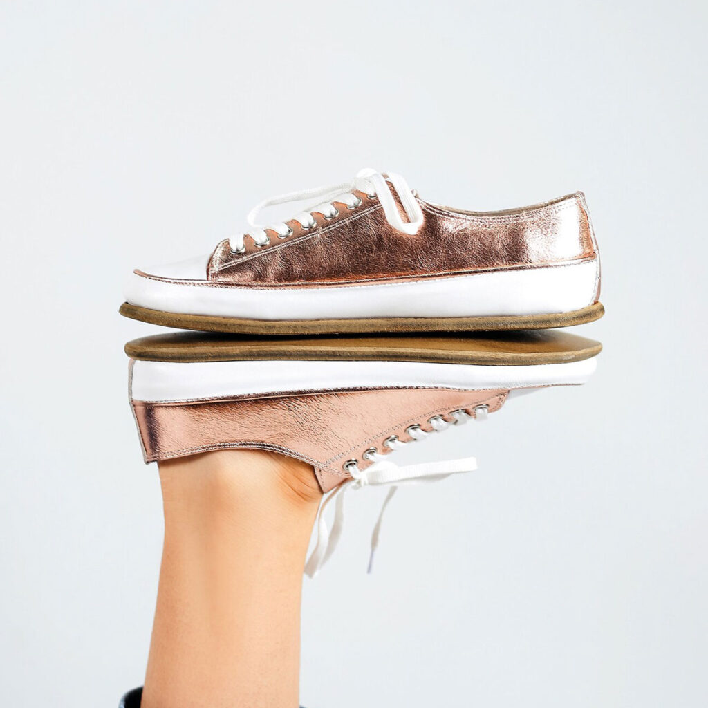 Pink Metallic barefoot shoes like Converse
