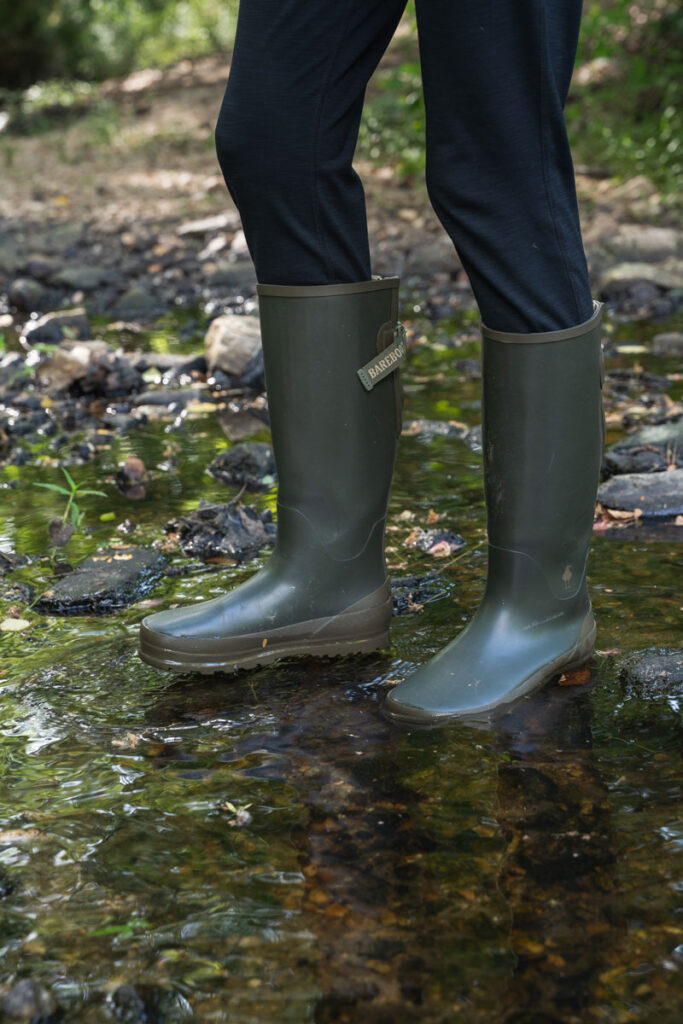 BareBoots, fully waterproof barefoot rubber rain boots with a tall shaft
