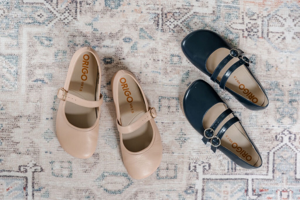 Two of Origo's barefoot Mary Janes
