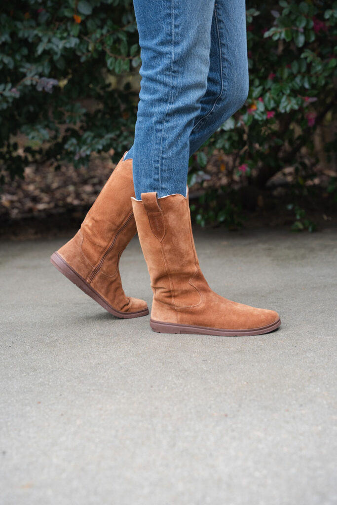 Groundies Tucson Barefoot Cowboy Boots in brown suede