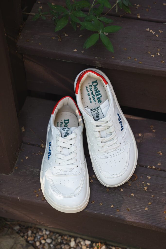 Dolfie MC5 white retro barefoot sneakers with cushion and faux chunky soles