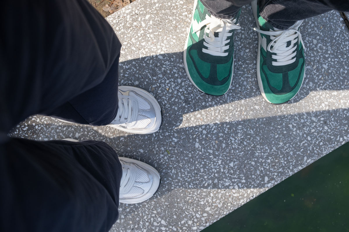 Dolfie Paradise Supersonic Sneakers with wide toe box in silver and green