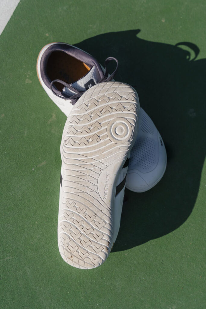grippy soles of the Xero Shoes Rally 360 barefoot court shoes