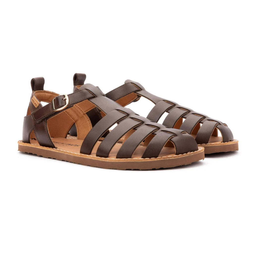 Pikolinos barefoot fisherman sandals with dark brown leather uppers