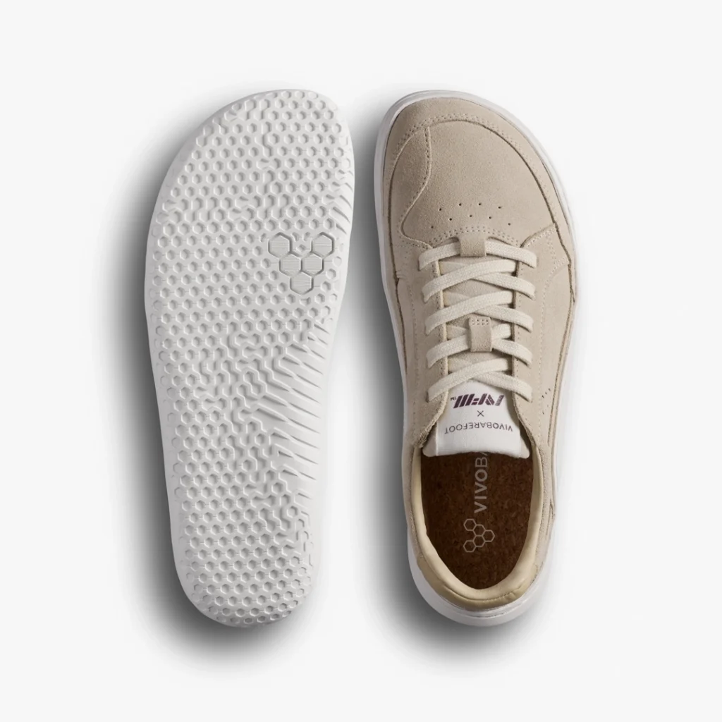 Vivobarefoot Gobi barefoot sneakers in neutral light brown suede