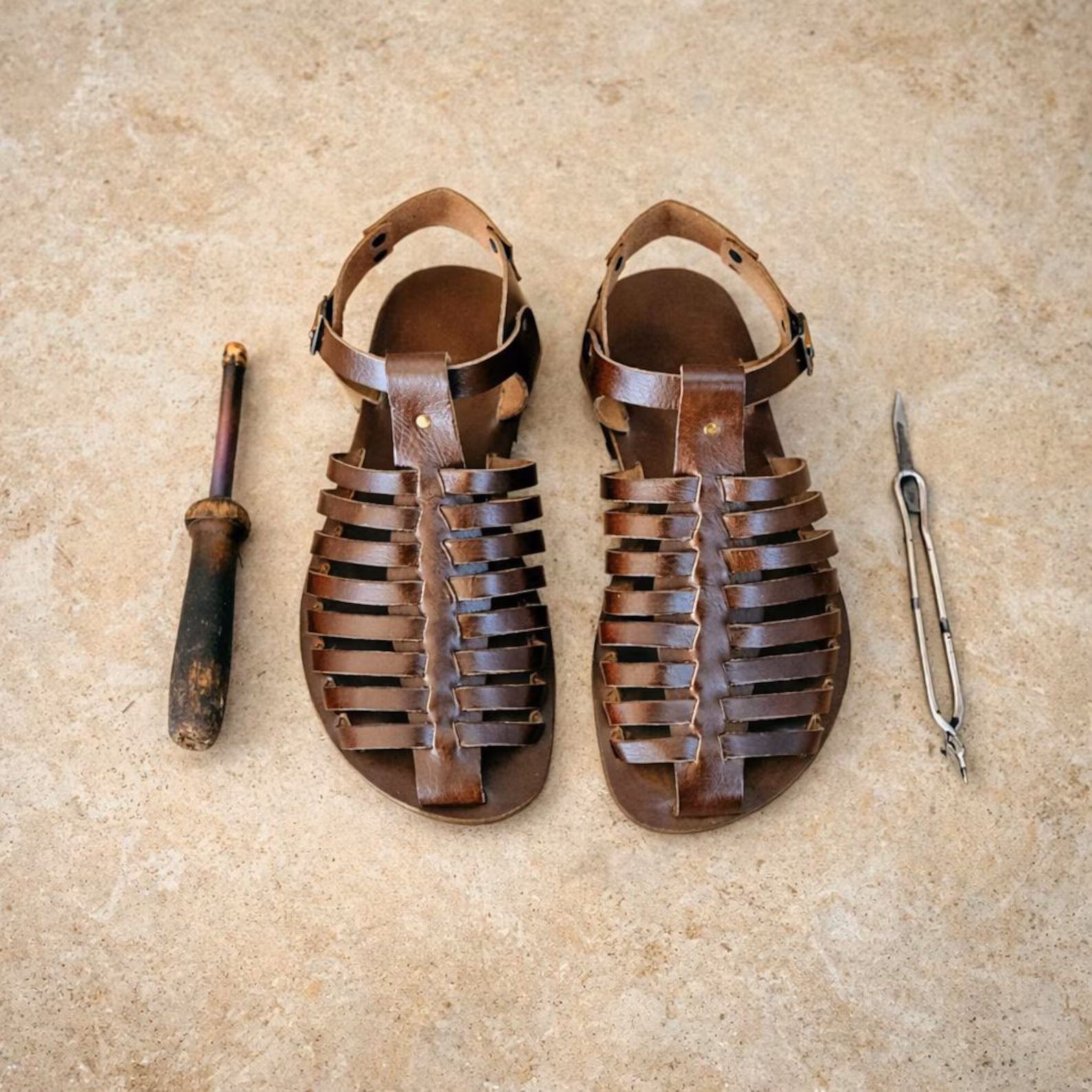 Bostini sandals on Etsy, Leather Fisherman sandals with wide toe box