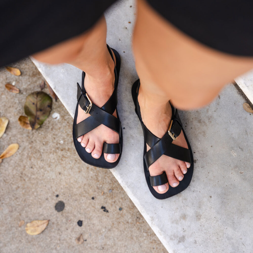 Marsolta Tavira barefoot sandals with a toe loop and adjustable cross straps
