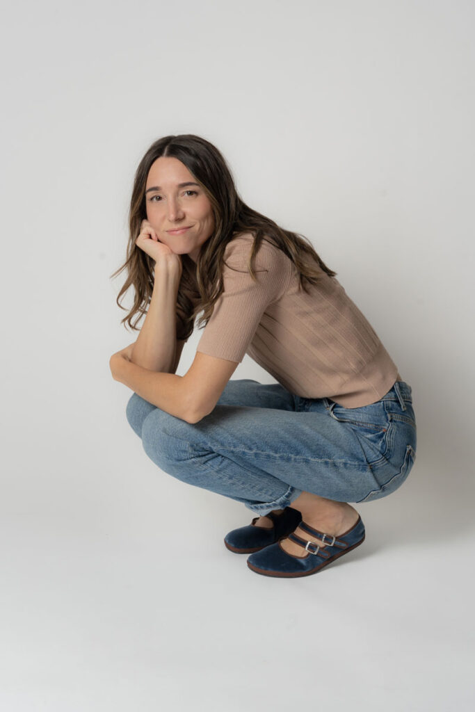 Blue velvet barefoot Mary Jane in the albaPluma x Kelly Collaboration