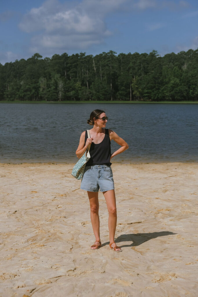 Kelly wearing the Be Lenka Summer barefoot sandals at the lake