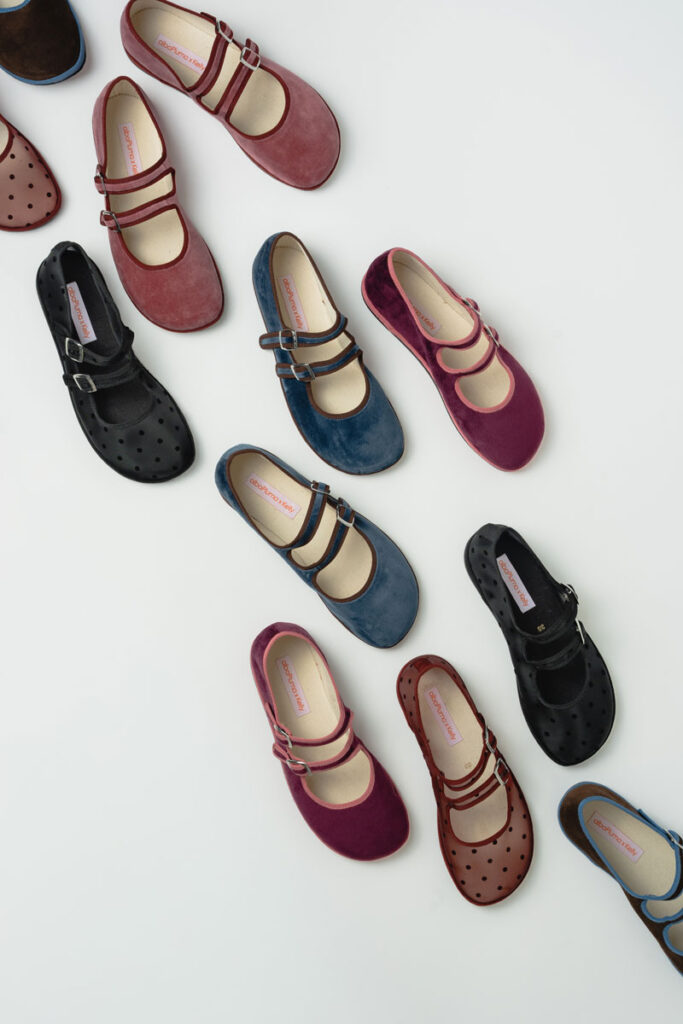 6 barefoot Mary Jane flats in the albaPluma x Kelly Collaboration