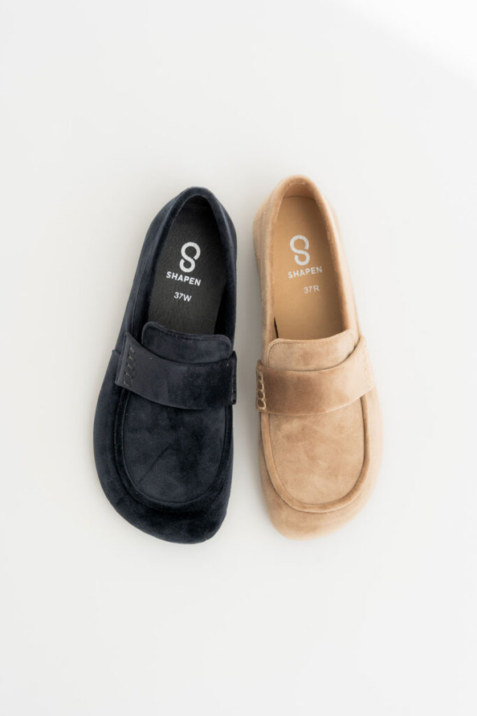 Shapen barefoot velvet flats in narrow and wide width